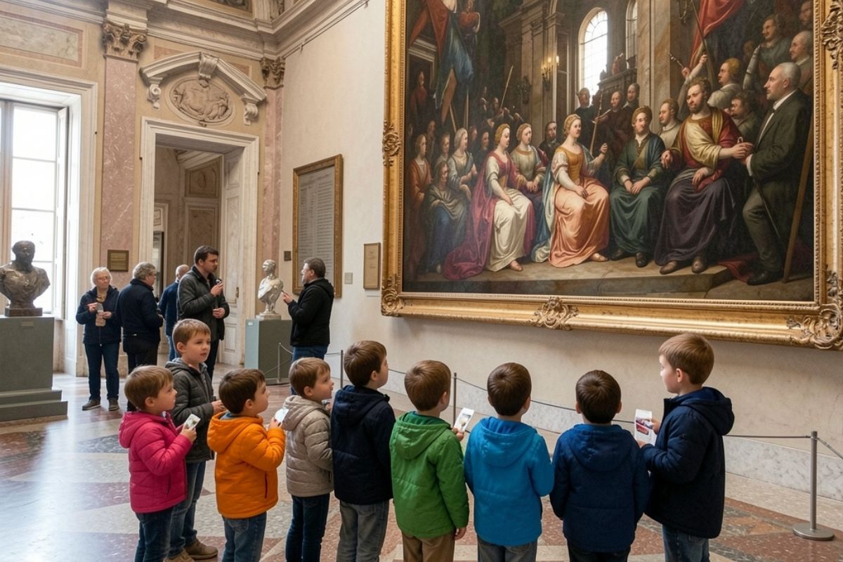 Bambini che esplorano il Museo della Reggia di Caserta